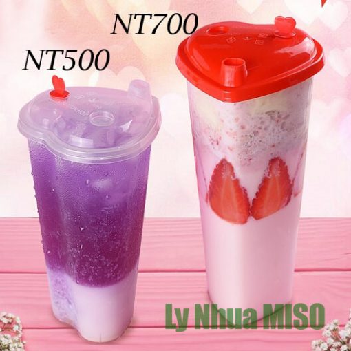 ly nhựa hình trái tim 700ml